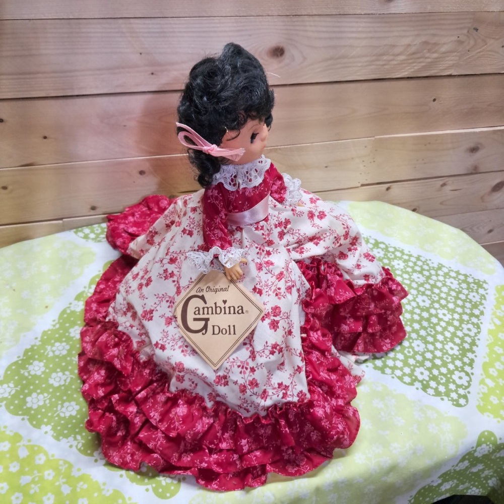 Vintage Gambina Doll with Red and White Dress